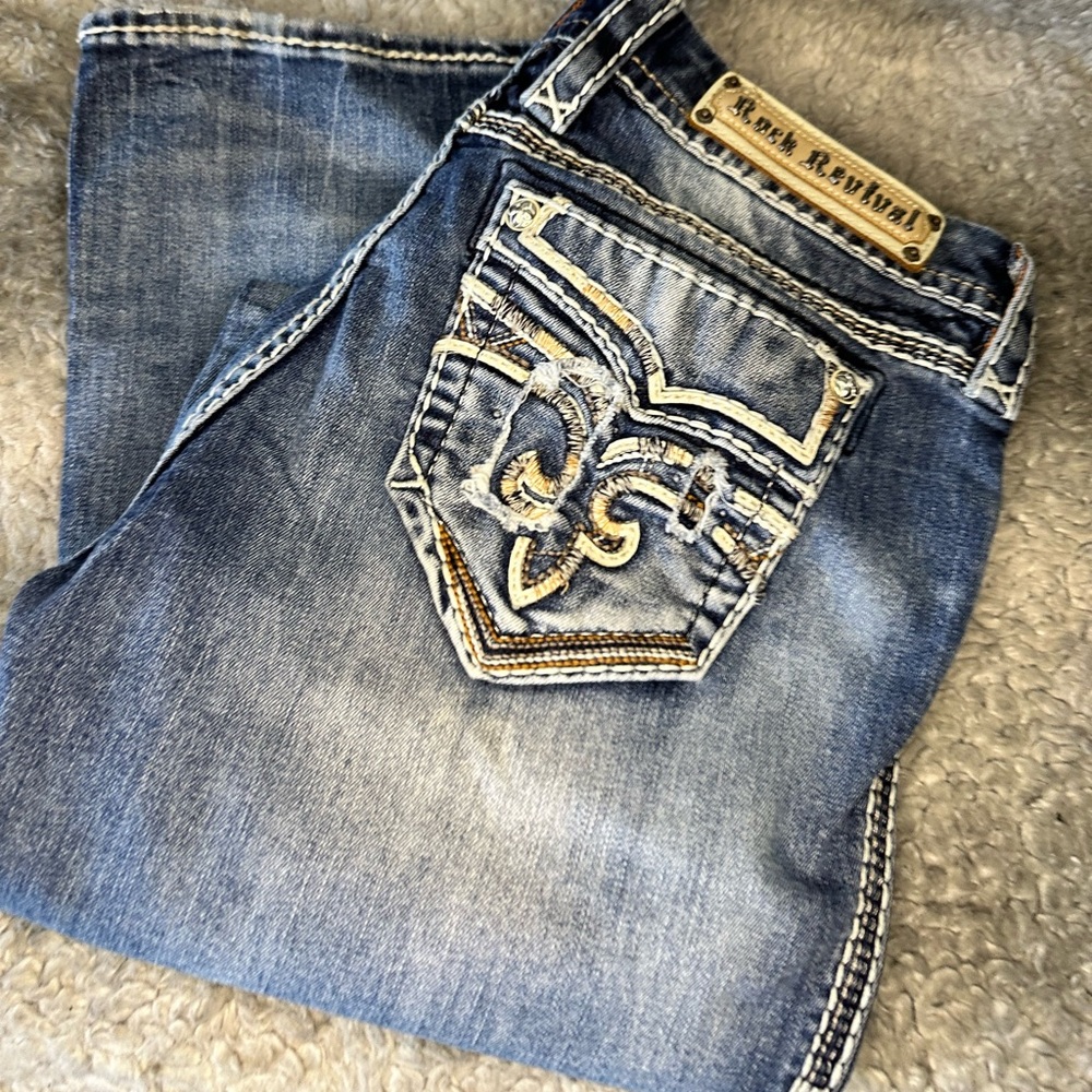 Rock Revival Distressed Blue Boot Cut Jeans